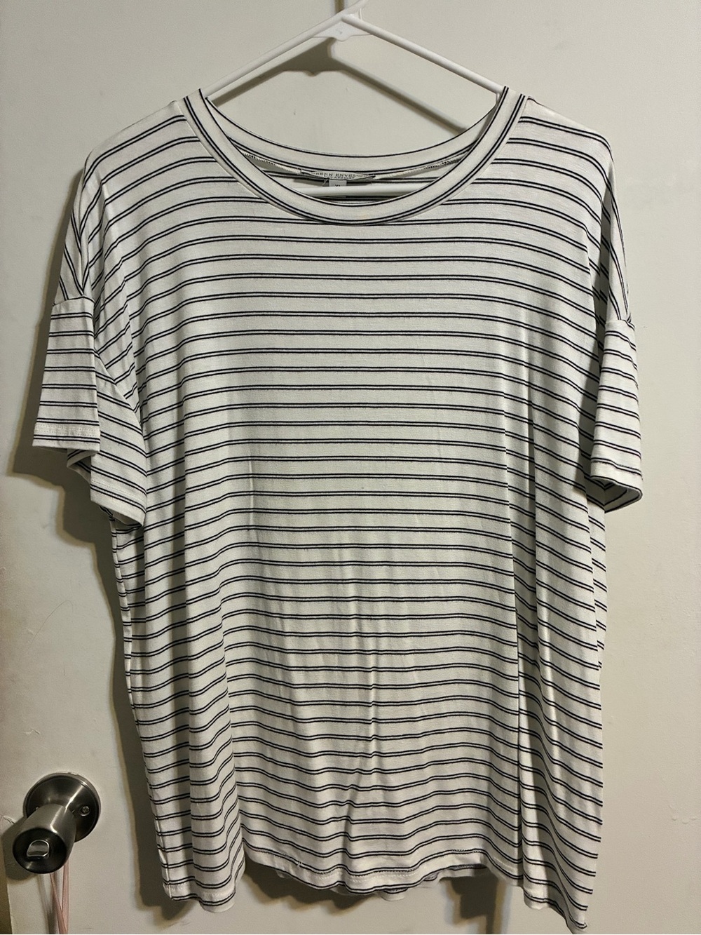 Green Envelope White T-Shirt with Black Stripes